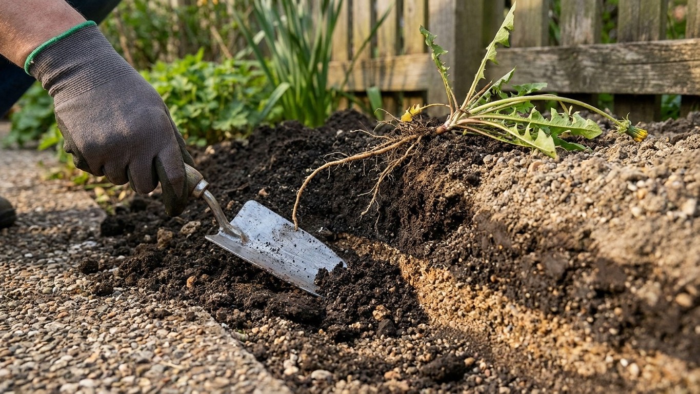 I poured pure white vinegar on my gravel path to kill the weeds: when I dug just beneath the surface a month later, I unde...