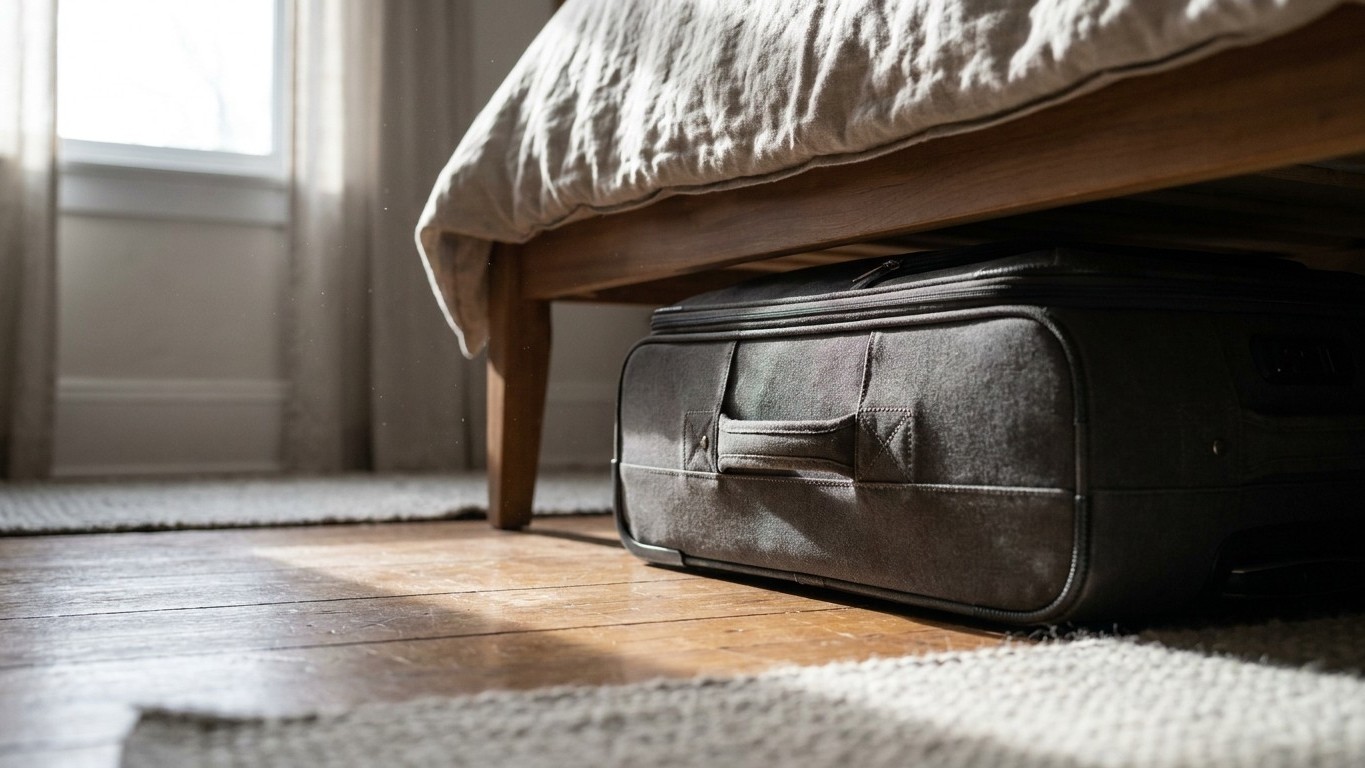 I slid my suitcase under the bed after our holidays just to save space: a few nights later, I understood what had been hid...