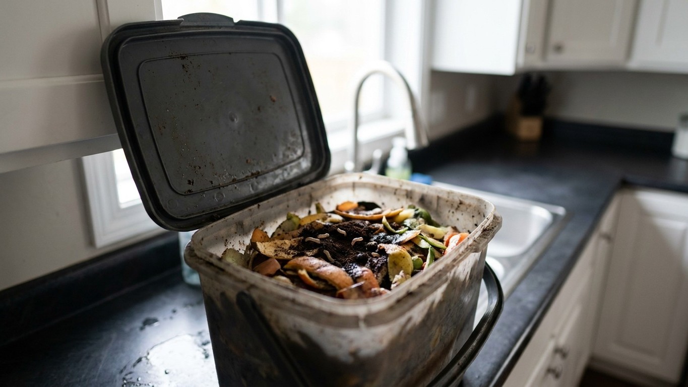 I hung an apple cider vinegar trap over my sink just to catch the fruit flies: the day I pulled out the compost caddy, I s...