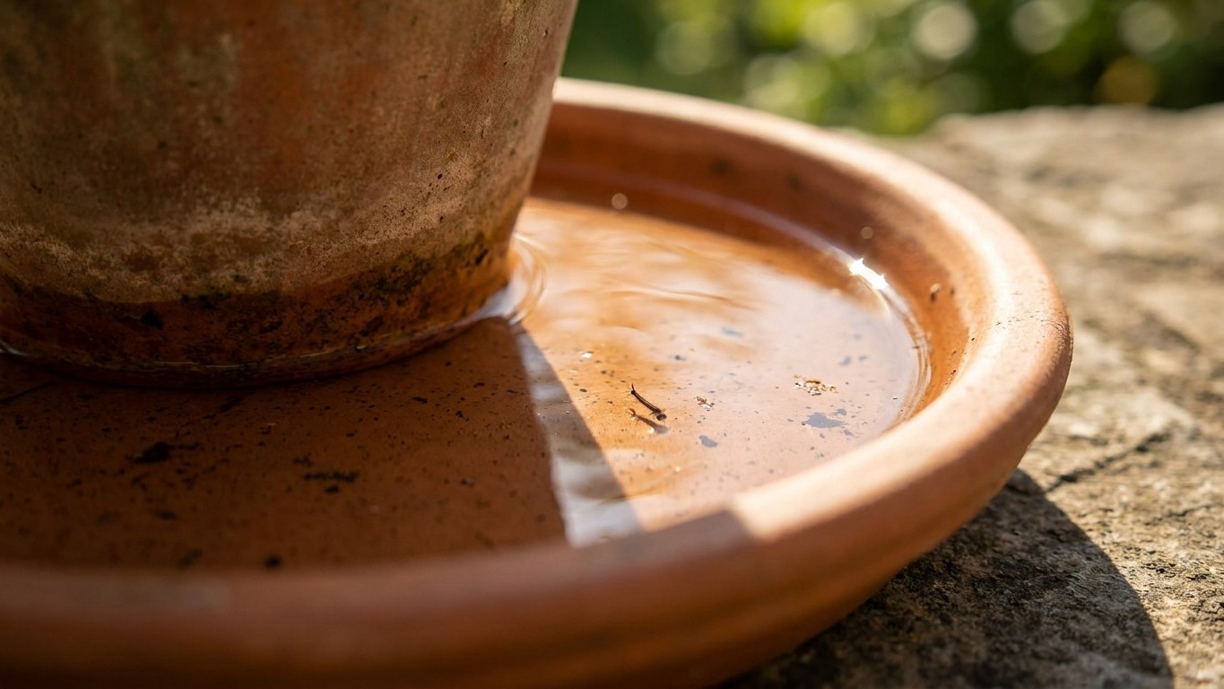I kept the saucers under my terrace pots just to save water: the evening I tipped one over in July, I understood where the...